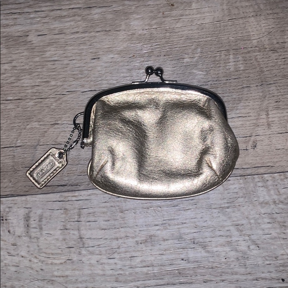 Gold leather coin purse